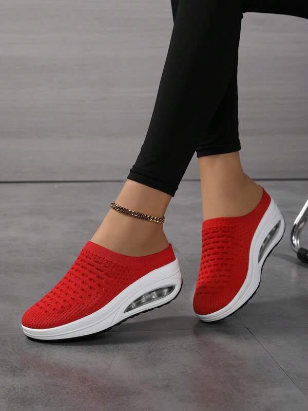 Plus Size Ladies Knitted Mesh Breathable Lightweight Casual Sneakers, Women Low-Top Air Cushion Comfortable Casual Shoes, Ladies Sports Shoes, Red Slip-On Shoes, Women Mules, Red Ladies Flats, Platform Casual Shoes For Women, Women Rocking Shoes, Ladies Slip-On Sports Shoes, Women Slip-On Slippers, Women Loafers, Ladies Sock Shoes, Red Shoes For Women