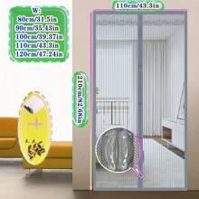 1 pieza Puerta de pantalla de cierre magnético automático, evita la entrada de mosquitos, diseño transpirable y transparente con ribete de encaje decorativo, incluye 2 tiras de y 1 bolsa de clavos, para puertas de 80-120 cm de ancho, artículo esencial antomosquitos para el hogar, gran accesorio de verano para renovación o propiedades de alquiler