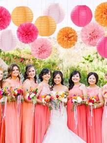 15 buc. hârtie decorativă pentru petrecere la modă roz-portocaliu - felinare cu flori, serpentine din hârtie absorbantă cu pom-pom, potrivite pentru nunți de toamnă, petreceri burlăcițe, aniversări boeme, decor agățat pentru petreceri la apus