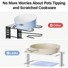 Organizador de ollas y sartenes para debajo del gabinete, resistente ajustable de 6 niveles, rejilla para organización en cocina. Color blanco - Blanco - Ver 4