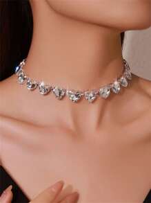 Elegante Mode Halskette mit Herzform Strass