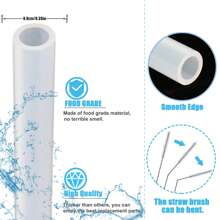 Replacement Straws Compatible With Stanley 14-40 Oz Tumblers, Reusable Long Straws With Straw Cleaning Covers, 12.2 "Plastic Straws For Cup And Bottle Accessories,School Supplies