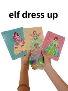 1set Diy Handmade Sticker Art, Princess & Elf Design, Dress-Up Activity, Creative Painting Kit, Activity Book For 3-6-Year-Old Girls, Ideal Birthday Or Holiday Gift, Educational Toy For Girls, Chromatic Drawing Book And Sticker Set For Children