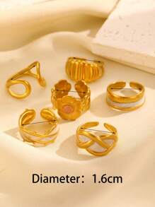 1pc Fashionable Minimalist Glazed Floral Line Open Ring, Suitable For Women's Daily Wear