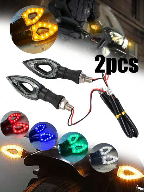 2 lâmpadas LED para motocicletas, luzes de seta para motos esportivas de rua, acessório de modificação universal, tensão de operação de 12-24 V, alimentação com fio, sem necessidade de bateria, para veículos motorizados