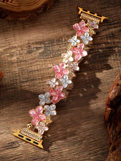 1pc Women's Girl's Oil Painting Flowers Stretched Watch Bracelet Compatible With Apple Watch Band Series 10 9 8 7 6 5 4 3 2 1 38mm 40mm 41mm 42mm 44mm 45mm 46mm 49mm Ultra 1/2 SE Wristband Replacement For Watch Strap,Best Present To Girlfriend,Friend And Family For Valentine's Day,Birthday And Mother's Day