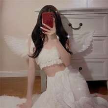 3 件可爱天使羽毛翅膀套装，创意设计，优雅时尚，充满真实感，可用于婚礼、圣诞节、万圣节、生日、派对、装扮活动、舞台角色表演、角色扮演道具、多场景应用、送给家人和朋友的万圣节节日礼物、毕业礼物 - 彩色 - 查看 3