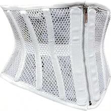 Women's Waist Training Underbust Corset Steel Boned Body Shaper, Halloween Christmas New Year - 白色-拉鍊 - 查看 3