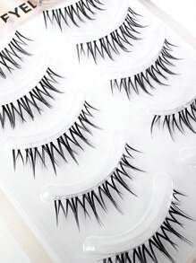 5 Paar Cartoon-Stil spitze Wimpern, kompletter Streifen Einzelwimpern, Anime-Stil Wimpern, dicke & transparente Stiele unsichtbare Kunstwimpern 10-14mm Wimpernstreifen, Wimpern, Kunstwimpern, Falsche Wimpern