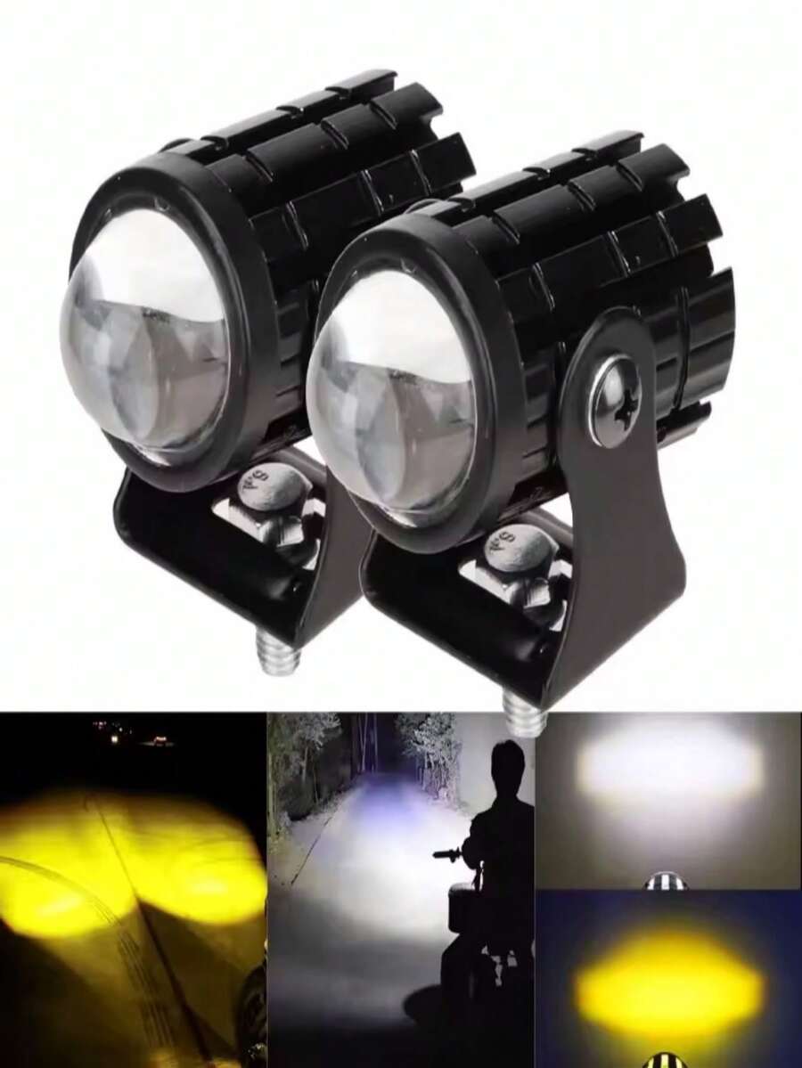 1pc For Auxiliary Spotlight Lamp Moto Fog Light Accessories Motorcycle Mini Driving Light Headlight Universal Dual Color ATV Scooter