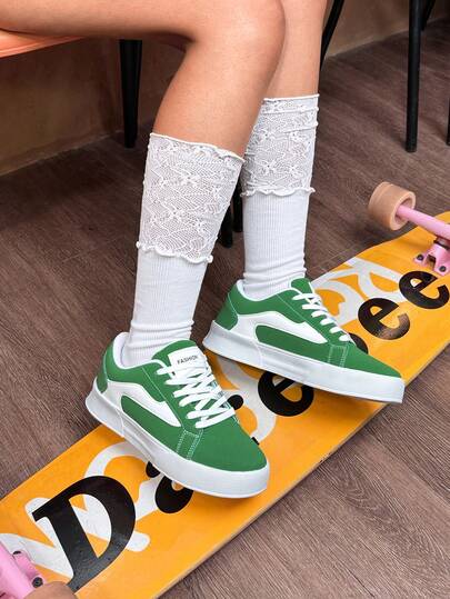 DareSee 时尚系带休闲运动鞋 - 女士轻便舒适运动鞋 - 时尚撞色设计，适合音乐节、Y2K音乐节、返校季、秋冬季节等场合，也是音乐节的理想礼物。