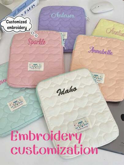 1 pieza Funda acolchada suave personalizada para iPad, bolsa para tableta bordada de 11 pulgadas, funda para portátil de 14-15 pulgadas, funda protectora para iPad/tableta, bolso para portátil, adecuado para uso diario, puede ser un regalo para Navidad, Día de la Madre, Día del Maestro, cumpleaños