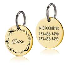 1PC Custom Dog Tag, Personalized Dog Name Tag, Pet Tag, Pet ID Tag, Round Cat Tag, Engraved Dog And Cat ID Tag On Front, Stainless Steel Dog Tag