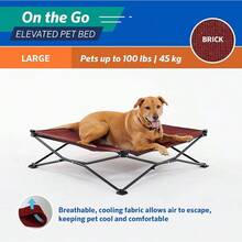 Coolaroo On-The-Go Elevated Dog Bed - Foldable Pop-Up Travel Dog Bed With Breathable, Moisture-Resistant Fabric, Carry Bag Included, Lightweight & Portable, Emerald Green, Standard - Brick - 查看 6