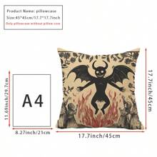 1 PIEZA Funda de almohada de peluche suave con diseño de bruja y demonio - 18x18 pulgadas, cierre con cremallera, lavable a mano - perfecto para la decoración del sofá y el dormitorio