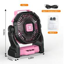 Portable Camping Fan With LED Light - 20000mAh Rechargeable Battery, Adjustable 270°/360° Design For Tents, Travel, And Outdoor Use,Travel Essentials Hand Held Fan,Portable Fans - Hồng - Xem 7