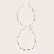1 Stück Boho-Stil handgemachte goldene Halskette mit Kunstperle und Seestern, einfache elegante Halskette mit hochwertiger Ausstrahlung, geeignet für den täglichen Gebrauch, Strandurlaub, Dates, Geschenk für Familie/Freunde