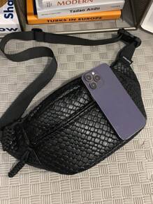 Woven Crossbody Bag, Versatile Shoulder/Sling Bag, Sports Mini Messenger Bag, Student Waist Pack