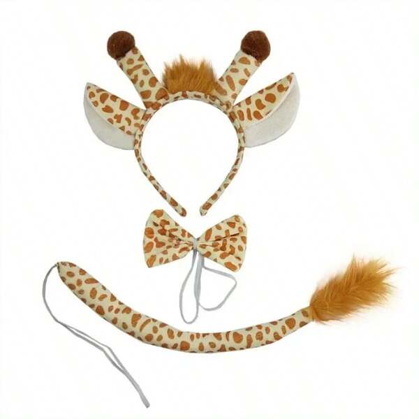 Plush Giraffe Animal Headband Ear Tie Tail Gift Birthday Party Costume Christmas Halloween For Adult Boy Girls Children, Monkey Suit, Leopard Suit
