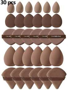 5/10/20/30/40/50/60/80/100 Pieces Makeup Tool Set, Including: 10 Pieces Makeup Sponges For Liquid Makeup + 10 Pieces Mini Makeup Sponges For Liquid Makeup + 10 Pieces Triangle Powder Puff For Loose Powder And Makeup Setting + 10 Pieces Air Cushion Powder Puff For Face Makeup + 10 Pieces Mini Air Cushion Powder Puff For Face Concealer Makeup - Coffee Brown - View 14