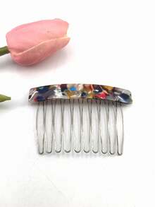 1pc Marble Pattern Elegant Acetate Side Comb, Suitable For Everyday Wear, Headpiece, Accessories - Multicolor - View 11