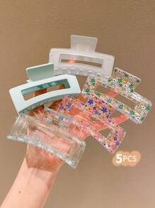 5pcs Colorful Oversized Hair Claws For Girls