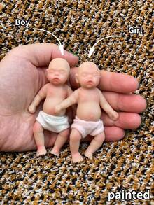 1个3.15英寸/8厘米手工硅胶重生娃娃，逼真的手掌，实心硅胶材质，适合男婴和女婴，有彩色和无色可选，新生儿玩具，母亲节/生日礼物