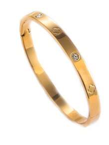 2pcs/Set Simple Floral Stainless Steel Vacuum Plated Non-Fading Bracelet, Suitable For Women's Daily Wear