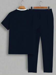 Men's Minimalist Versatile Crew Neck Short Sleeve T-Shirt And Pants Set - Multicolor - View 2