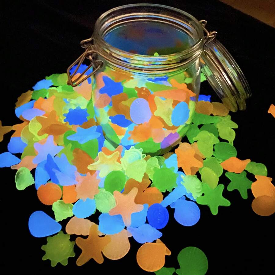 50 块夜光石海星海螺壳水族箱鱼缸装饰派对用品露台 DIY 泳池景观 - 彩色 - 查看 1