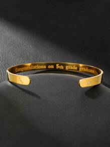 1pc Stainless Steel "Happy Graduation 2025" Adjustable C-Shape Bangle Bracelet, Fashion For Men And Women, Suitable For Daily Wear, Gatherings And Parties