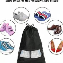 10pcs Black Shoe Organizer Home Travel Dustproof Shoe Organizer Shoe Bags Travel Dustproof Shoe Bags For Storage Transparent Shoe Bags Travel With Drawstring, Suitable For Travel Carrying, Storage Bag For School School Accessories School Stuffdorm Room Essentials Clothes Organizer Closet Organization And Storage Bedroom - Multicolor - View 4