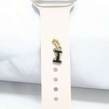1pc Diamond Encrusted 26 English Letter Charm, Suitable For Silicone Watch Band Decoration