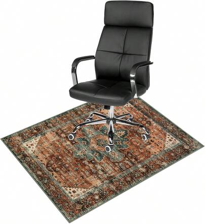 36''x48''Chair Mat For Hardwood Floor/Tile Floor,Desk Chair Hard Floors,Under Desk Rug Protector Rolling Chair,Computer Gaming Mat,Low Pile Carpet Floor Mat,Brick Red/Dull Teal