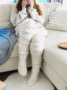 1 Stück Damen Überknie Socken, warme & bequeme gestrickte Oberschenkel-hohe Strümpfe, modische Winter Beinlinge