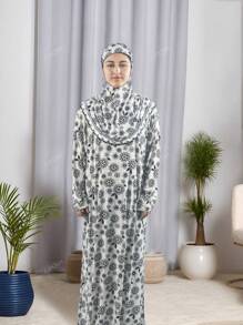 1pc Women Veil Loose And Comfortable Printed Headscarf Prayer Dress Women Hijab, Suitable For Daily Festivals