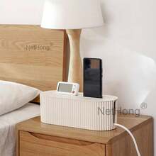 NetHong Cable Storage Box Wire Cable Management Socket Tidy Desk Table Organizer UK - Beige - View 3
