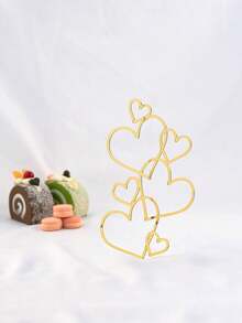 1/3/5pcs Acrylic Heart-Shaped Cake Decoration, Gold Heart-Shaped Cake Decoration, Wedding Cake Decoration, Anniversary Engagement And Birthday Party Supplies