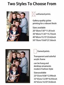 1 Pc, Custom Photo, Polished Plexiglass Wooden Frame,Vibrant Illustrations Of Flowers And Plants,Personalized Canvas Printed Poster Art, Perfect For Families, Couples, Pets' Memories, And A Perfect Gift For Anniversaries