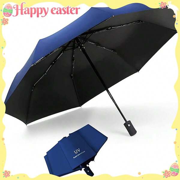 1pc 6-Color Automatic Folding Umbrella - Windproof, Waterproof, UV Protection, Lightweight & Durable, 8 Rib Steel Frame, Plastic Handle, 190T Fabric, Suitable For Men And Women, Great For Outdoor Activities, Travel And Daily Use, Business Casual Style, Foldable Design, Easy To Store