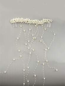 Pearl Tassel Hairband, With A Woven Wave Shape, An Elegant Accessory For Wedding Hairstyles, Suitable For Weddings, Parties And Vacations. - Multicolor - View 6