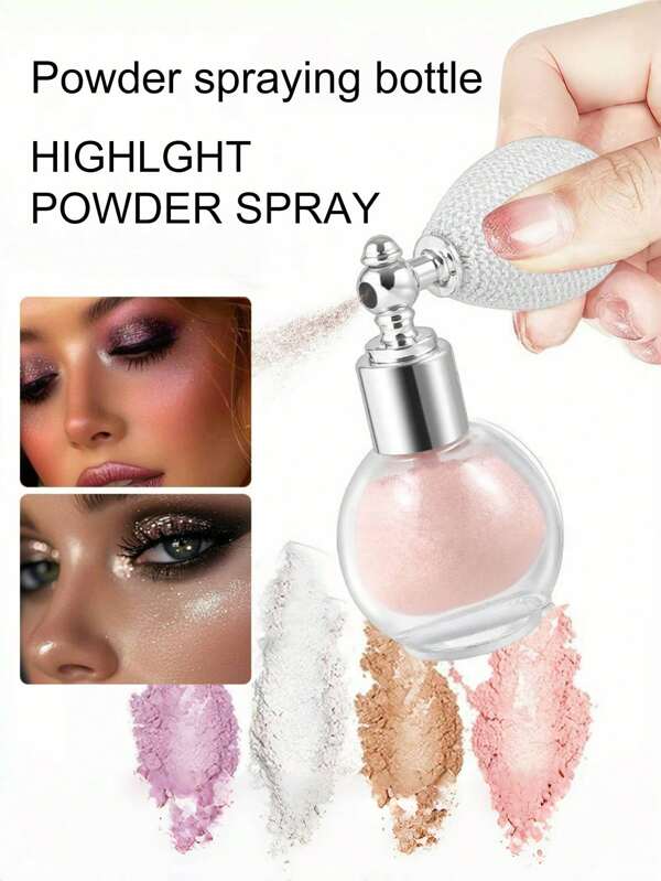 1pc 10ml Airbag Glitter Powder Spray Bottle, Collarbone High-Gloss Powder Spray Bottle, Pearlescent Glitter Powder Bottle. Full-Body High-Gloss Spray, Suitable For Ladies, High Gloss, Loose Powder Bottle, Perfume Bottle, Round Ball Bottle, Air Bag Spray Powder Bag Glass Bottle, Empty Bottle, Portioning Bottle, Spray Bottle. Powder High-Gloss Spray Bottle, Evenly Sprayed