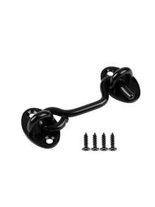 Gancio anti-vento in acciaio inossidabile nero, accessori per gancio per finestra rinforzato, accessori per gancio per finestra, gancio in acciaio inossidabile, accessori per gancio per finestra rinforzato con un aspetto elegante, semplice e pratico, che aggiunge privacy a qualsiasi porta scorrevole, perfetto per fissare la posizione di porte, cancelli e finestre, adatto per bloccare strappi, porte di capanni o finestre che si aprono