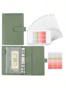 1pc A6 Budget Binder With Cash Envelope, Cash Savings Book Budget Planner PU Leather Notebook Binder With 12 A6 Binder Pockets - Green Cash Stuffing Folder Envelope System Back To School, Budget Binder Money Saving Wallet - A6 Money Clip Budget Planner With Cash Envelope Travel And Journal Cash Binder, School Supplies,Savings Plan,Biweekly Savings Plan,10000 Savings Plan,Savings Strategy - Green - View 8