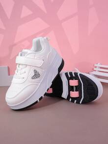 儿童四轮溜冰鞋，可拆卸溜冰鞋，多功能运动/休闲鞋，带钩环，适合男孩和女孩青少年 - 銀色 - 查看 7