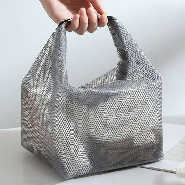 Multi-Functional Large-Capacity Fashionable Waterproof Storage Bag With Black Handle, Perfect For Beaches, Swimming Pools, Gyms And Outdoor Activities! Leak-Proof Design, Suitable For Clothes, Cosmetics, Etc. Outdoor Storage Solution, Mesh Transparent Bag, Durable Handle, Drawstring Opening Men's And Women's Outdoor Travel Toiletries Storage Bag