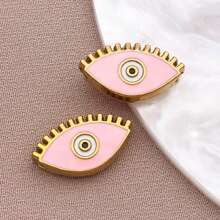 2pcs Fashion Enamel Stainless Steel Devil Eye Spacer Beads Charm High Quality Gold Plated Eye Spacer Beads Jewelry Findings For Necklaces, Bracelets, Earrings, Jewelry Making And DIY Crafts