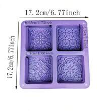 1pc/ Customized Four-Hole Flower Square Silicone Mold, Chocolate Mooncake Cake Mold, Diy Handmade Soap Silicone Mold
