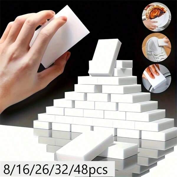 8/16/32/48 pièces, éponge magique, tampon de nettoyage en mousse, éponge de nettoyage polyvalente pour la maison, éponge à vaisselle pour la cuisine, convient pour les meubles, la salle de bain, la baignoire, l'évier, le sol, les murs, fournitures de nettoyage, articles ménagers, prêt pour l'école, la cuisine, la salle de bain, la maison, fournitures ménagères