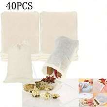 40 Pack 5.91 X 3.93 Inch Drawstring Bags For Cooking Reusable Tea Bags For Self-Filling Empty Gift Pouch Spice Bags Muslin Filter Bags For Loose Tea Coffee Spices - 15x10厘米 - 查看 4
